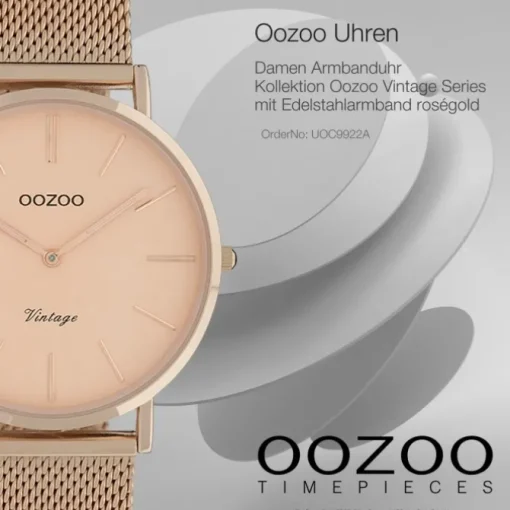 Oozoo Damen Armbanduhr Vintage Series C9922A Analog Edelstahl roségold UOC9922A