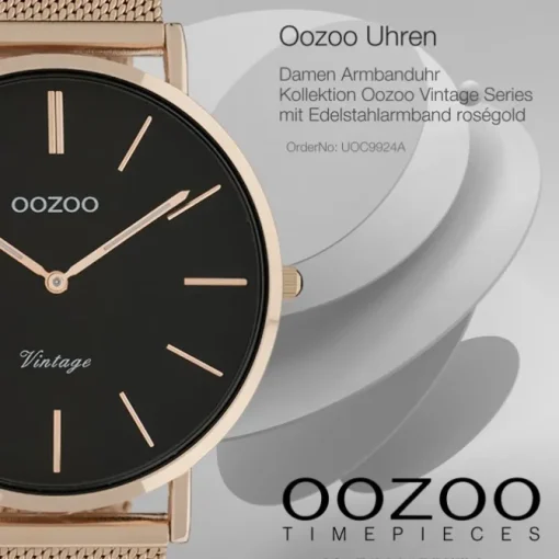 Oozoo Damen Armbanduhr Vintage Series C9924A Analog Edelstahl roségold UOC9924A