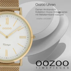 Oozoo Damen Armbanduhr Vintage Series Analog Metall rosegold UOC20061