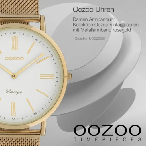 Oozoo Damen Armbanduhr Vintage Series Analog Metall rosegold UOC20061