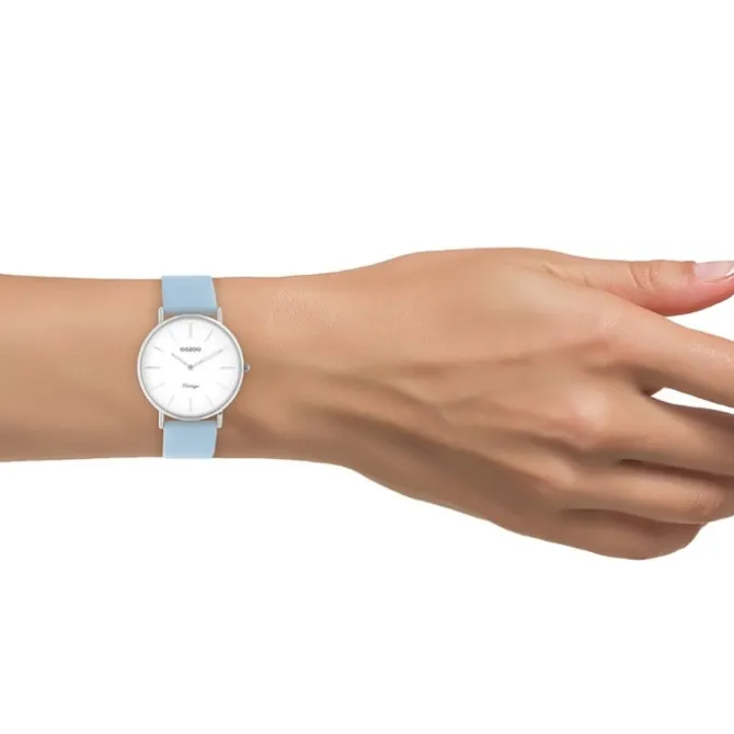 Oozoo Damen Armbanduhr Vintage C20217 Analog Leder hellblau UOC20217