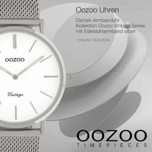Oozoo Damen Armbanduhr Vintage Series C9902A Analog Edelstahl silber UOC9902A