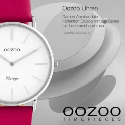 Oozoo Damen Armbanduhr Vintage C20213 Analog Leder rosa UOC20213
