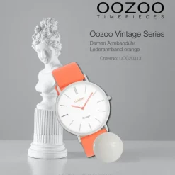 Oozoo Damen Armbanduhr Vintage Analog Leder orange UOC20313