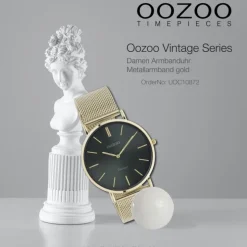Oozoo Damen Armbanduhr Vintage Analog Metall gold UOC10872