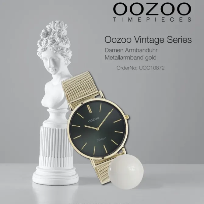 Oozoo Damen Armbanduhr Vintage Analog Metall gold UOC10872