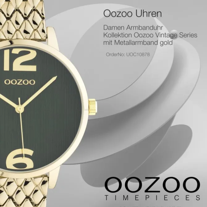 Oozoo Damen Armbanduhr Vintage Analog Metall gold UOC10878
