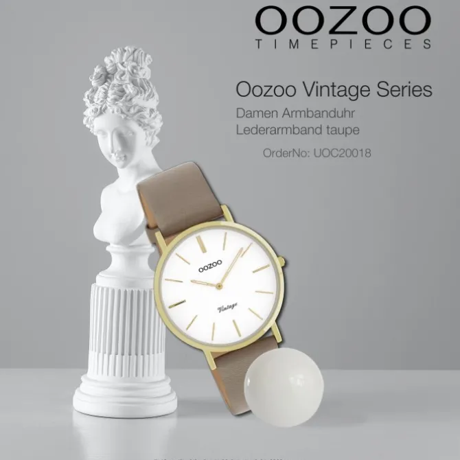 Oozoo Damen Armbanduhr Vintage Series Analog Leder taupe braun UOC20018