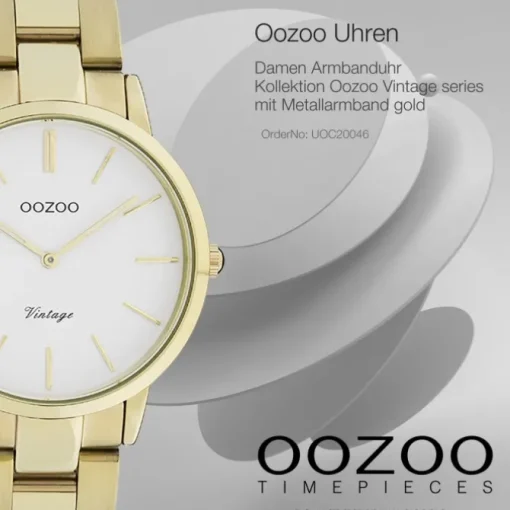 Oozoo Damen Armbanduhr Vintage Series Analog Metall gold UOC20046