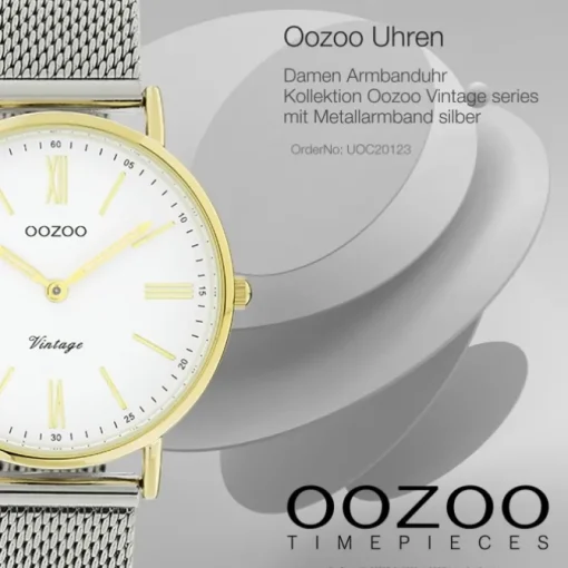 Oozoo Damen Armbanduhr Vintage Series Analog Metall silber UOC20123