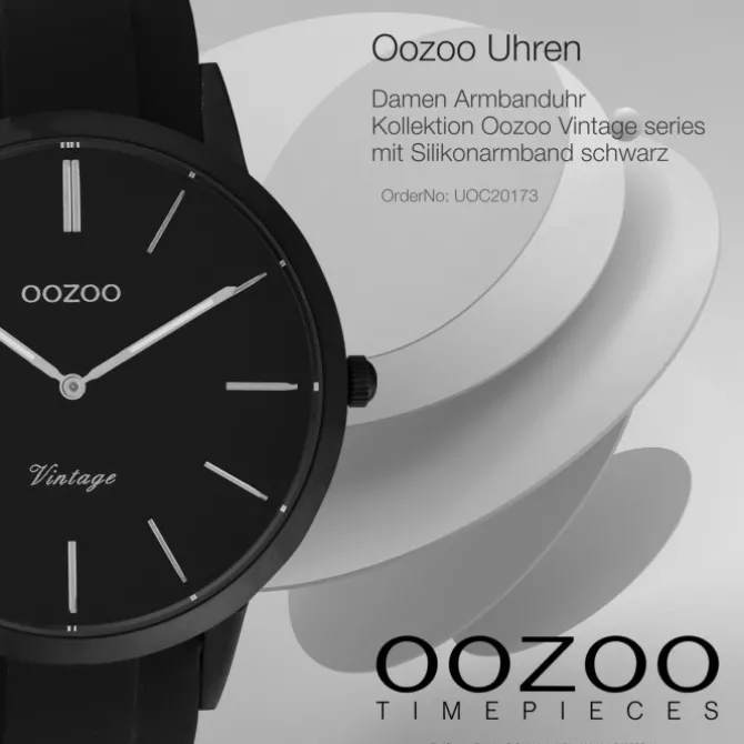 Oozoo Damen Armbanduhr Vintage Series Analog Silikon schwarz UOC20173