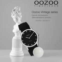 Oozoo Damen Armbanduhr Vintage Series Analog Silikon schwarz UOC20177