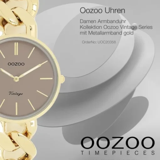 Oozoo Damen Armbanduhr Vintage Series Analog Metall gold UOC20358