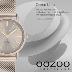 Oozoo Damen Armbanduhr Vintage Series Analog Metall braun UOC20339