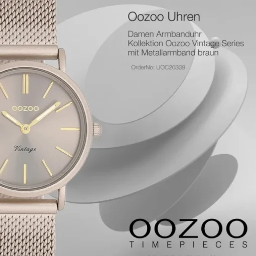 Oozoo Damen Armbanduhr Vintage Series Analog Metall braun UOC20339