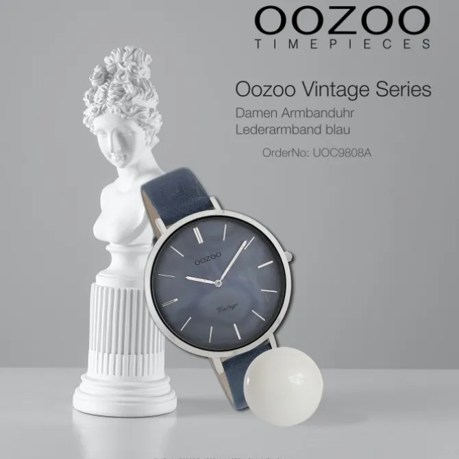 Oozoo Damen Armbanduhr Vintage Series Analog Leder blau UOC9808A