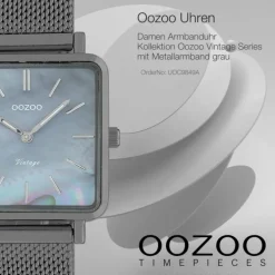 Oozoo Damen Armbanduhr Vintage Series Analog Metall grau UOC9849A
