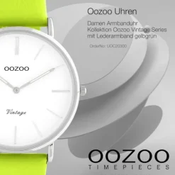 Oozoo Damen Armbanduhr Vintage Series C20300 Analog Leder gelbgrün UOC20300