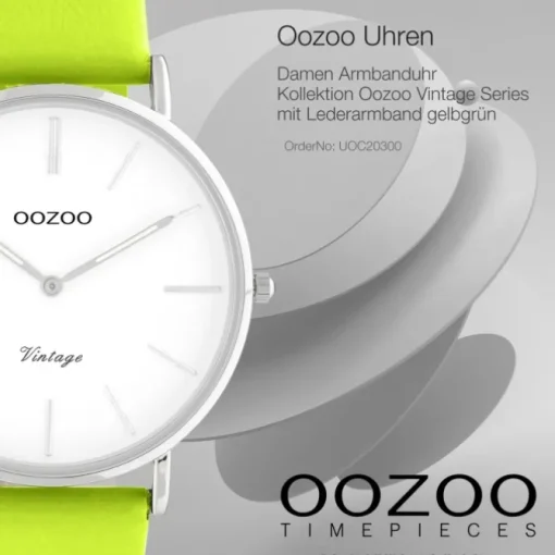 Oozoo Damen Armbanduhr Vintage Series C20300 Analog Leder gelbgrün UOC20300