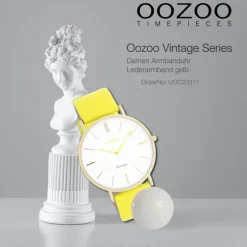 Oozoo Damen Armbanduhr Vintage Analog Leder gelb UOC20317