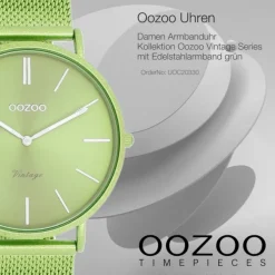 Oozoo Damen Armbanduhr Vintage Analog Edelstahl grün UOC20330