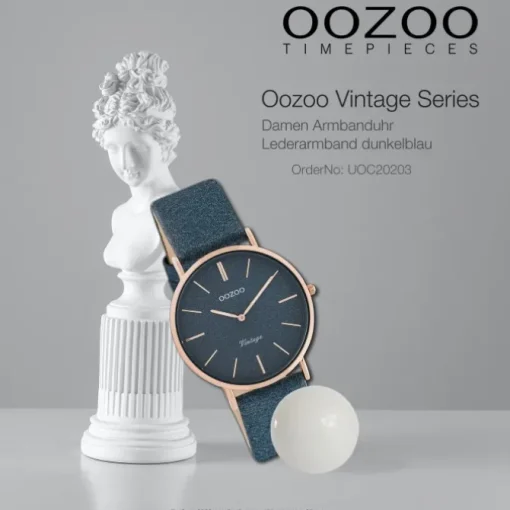 Oozoo Damen Armbanduhr Vintage Series C20203 Analog Leder dunkelblau UOC20203