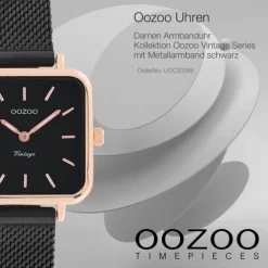 Oozoo Damen Armbanduhr Vintage Series Analog Metall Mesh schwarz UOC20265