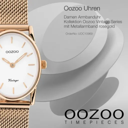 Oozoo Damen Armbanduhr Vintage Series C10969 Analog Metall Mesh rosé UOC10969