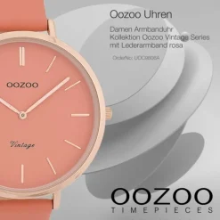 Oozoo Damen Armbanduhr Vintage Series Analog Leder rosa UOC9806A