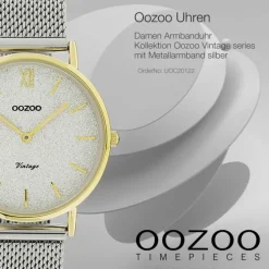 Oozoo Damen Armbanduhr Vintage Series Analog Metall silber UOC20122