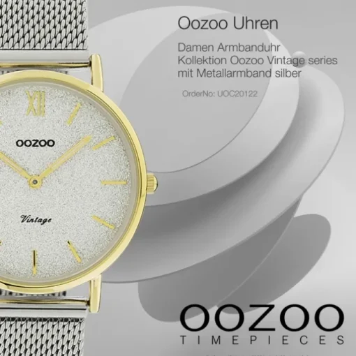 Oozoo Damen Armbanduhr Vintage Series Analog Metall silber UOC20122