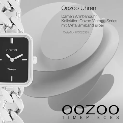 Oozoo Damen Armbanduhr Vintage Series Analog Metall silber UOC20361