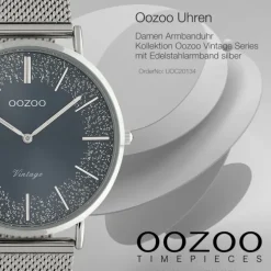 Oozoo Damen Armbanduhr Vintage C20134 Analog Edelstahl silber UOC20134