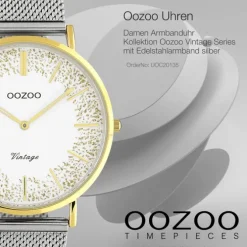 Oozoo Damen Armbanduhr Vintage C20135 Analog Edelstahl silber UOC20135