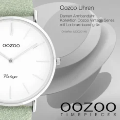 Oozoo Damen Armbanduhr Vintage C20146 Analog Leder grün UOC20146