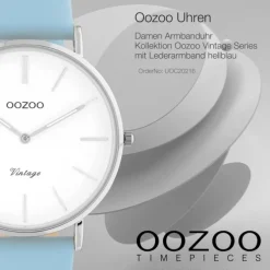 Oozoo Damen Armbanduhr Vintage C20216 Analog Leder hellblau UOC20216