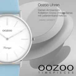 Oozoo Damen Armbanduhr Vintage C20217 Analog Leder hellblau UOC20217