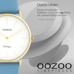 Oozoo Damen Armbanduhr Vintage C20225 Analog Leder babyblau UOC20225