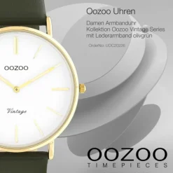 Oozoo Damen Armbanduhr Vintage C20226 Analog Leder olivgrün UOC20226