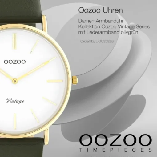 Oozoo Damen Armbanduhr Vintage C20226 Analog Leder olivgrün UOC20226