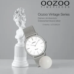 Oozoo Damen Armbanduhr Vintage Series C9902A Analog Edelstahl silber UOC9902A