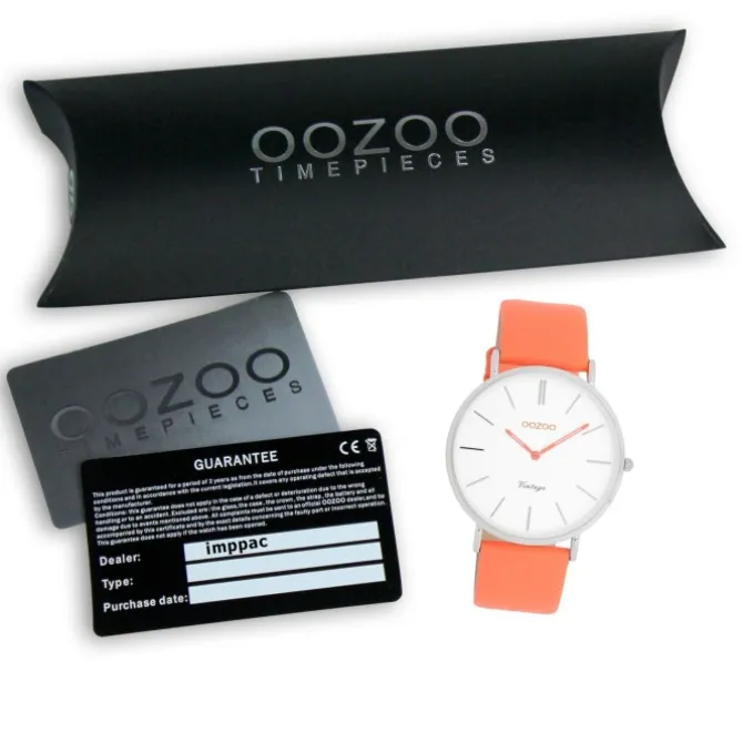 Oozoo Damen Armbanduhr Vintage Analog Leder orange UOC20313