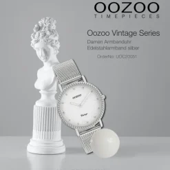 Oozoo Damen Armbanduhr Vintage Analog Edelstahl silber UOC20051