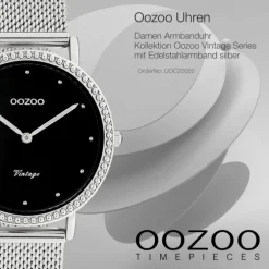 Oozoo Damen Armbanduhr Vintage Analog Edelstahl silber UOC20052