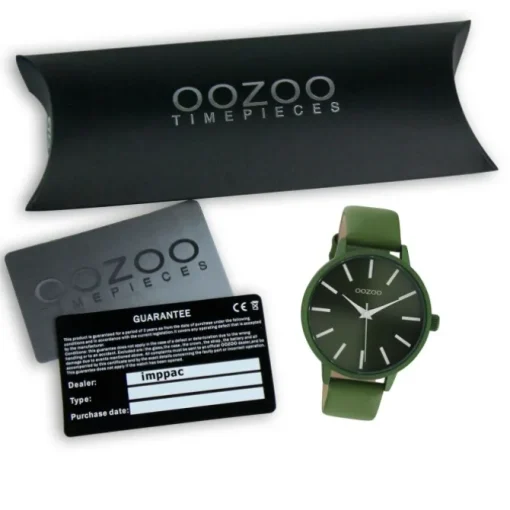 Oozoo Damen Armbanduhr Vintage Analog Leder dunkelgrün UOC10873