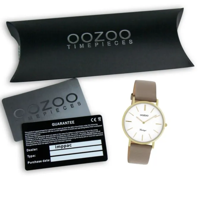 Oozoo Damen Armbanduhr Vintage Series Analog Leder taupe braun UOC20018