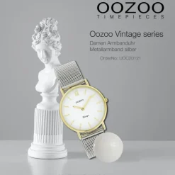 Oozoo Damen Armbanduhr Vintage Series Analog Metall silber UOC20121