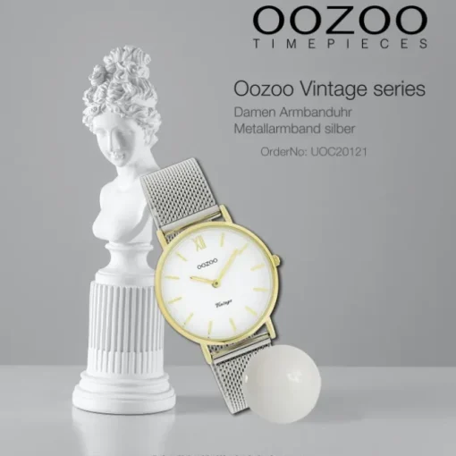 Oozoo Damen Armbanduhr Vintage Series Analog Metall silber UOC20121