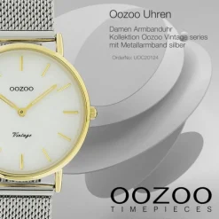 Oozoo Damen Armbanduhr Vintage Series Analog Metall silber UOC20124