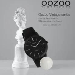 Oozoo Damen Armbanduhr Vintage Series Analog Silikon schwarz UOC20173